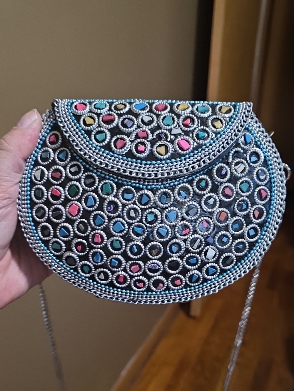 Ramla Multi-Color Embellished Round Crossbody Bag - Women